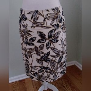J Crew Gold Foil Leaf Pencil Skirt